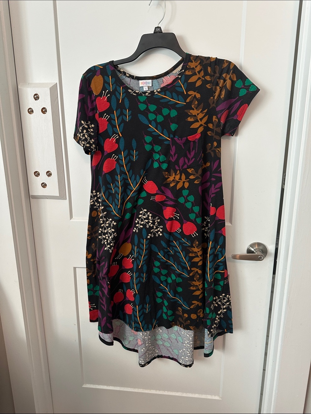 Women's Lularoe Carley  Floral Swing Dress with Multicolor Botanical Print